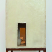 L’angelo della ritrosia, 2019 /Cera, legno, illuminazione. 50x51x36 / Base in ferro 132x50x36.