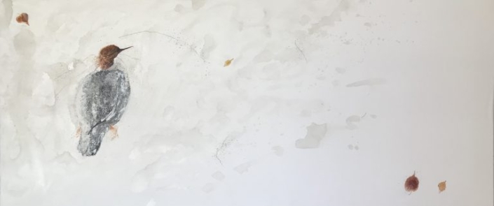 Harle bièvre, 2022, techniques mixtes sur toile, 50×140