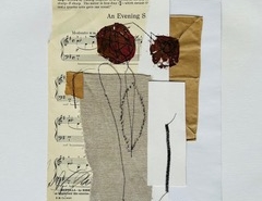 An Evening S, 2024 Fragments cousus de papier, pétales de roses et tissus variés, cm 40 x 30