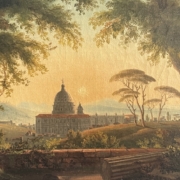 Catherine de Saint-Ours (1797-1881) Vue de la Basilique de San Pietro à Rome depuis le Monte-Mario Huile / toile Cm 24 x 30
